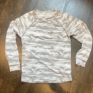 Caslon Womens Camouflage Lightweight Soft Sweatshirt Neutral Grey/Gray Tan Cream